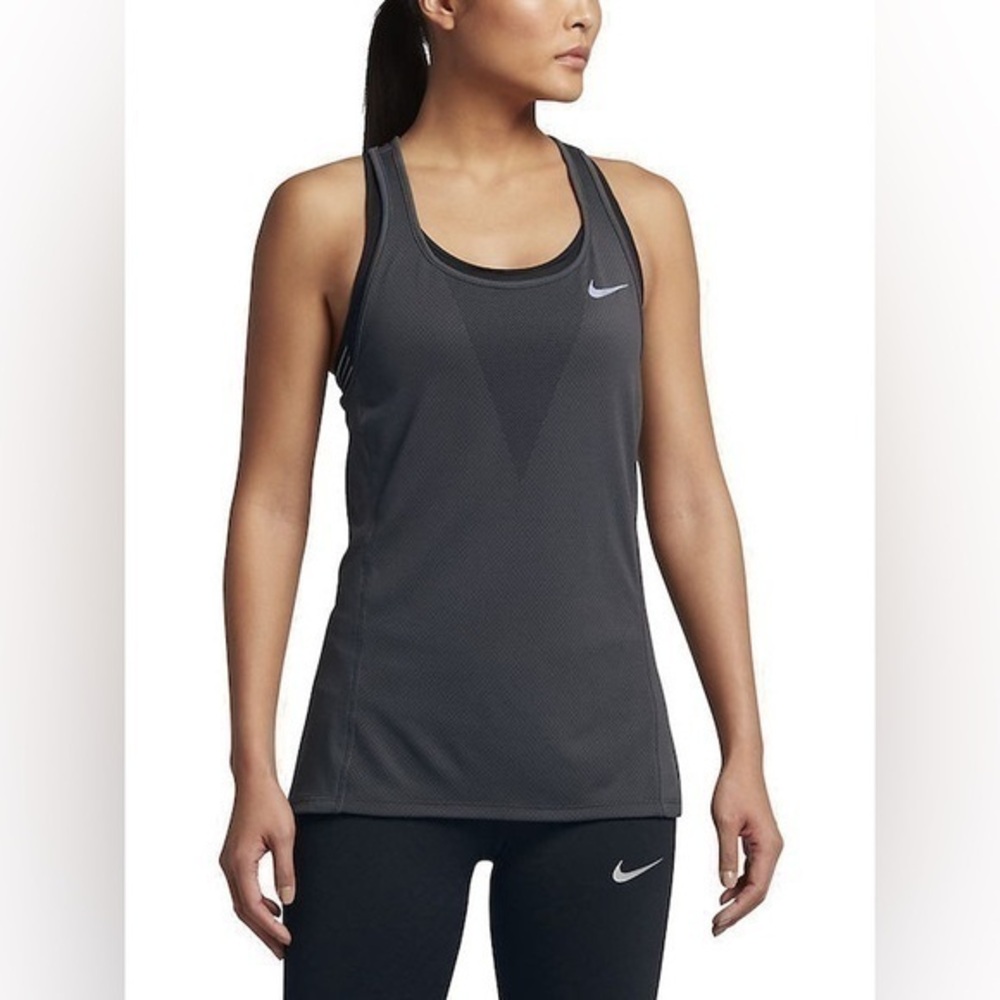 Nike Charcoal Gray Zonal Cooling Mesh Inset Racerback Tank Top Women’s Small